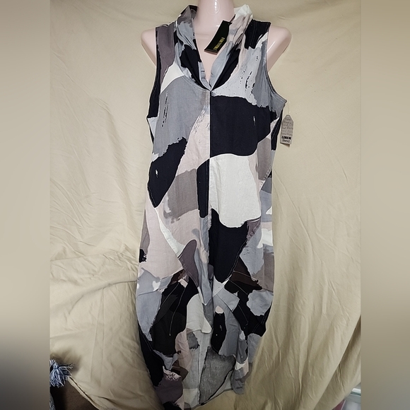 For Cynthia linen blend asymmetrical hem boho beachy party dinner NWT sz S - Picture 1 of 12